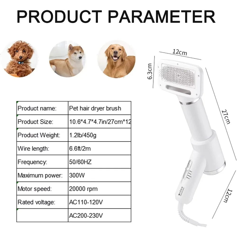 PAWCARE WORKS Pet Hair Dryer & Steam Brush — Salon-Soft Coats from the Comfort of Home