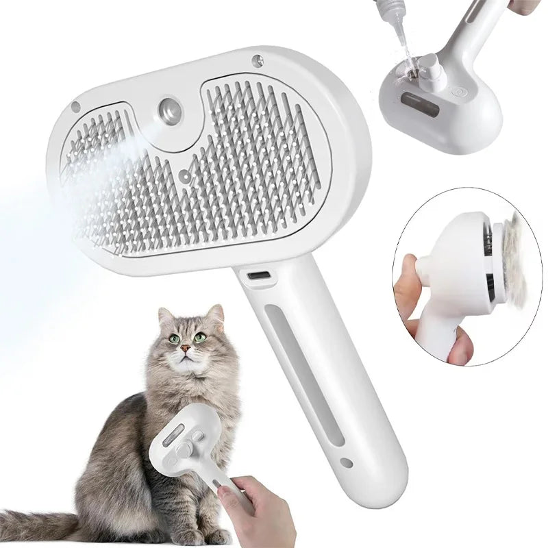 PAWCARE WORKS 3-in-1 Electric Pet Brush — Steam, Massage & Detangle All in One