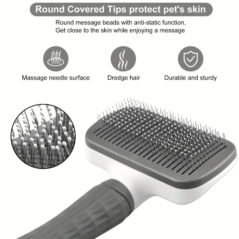 PAWCARE WORKS Self-Cleaning Slicker Brush — One Click Clean, Zero Mess, Pure Bliss