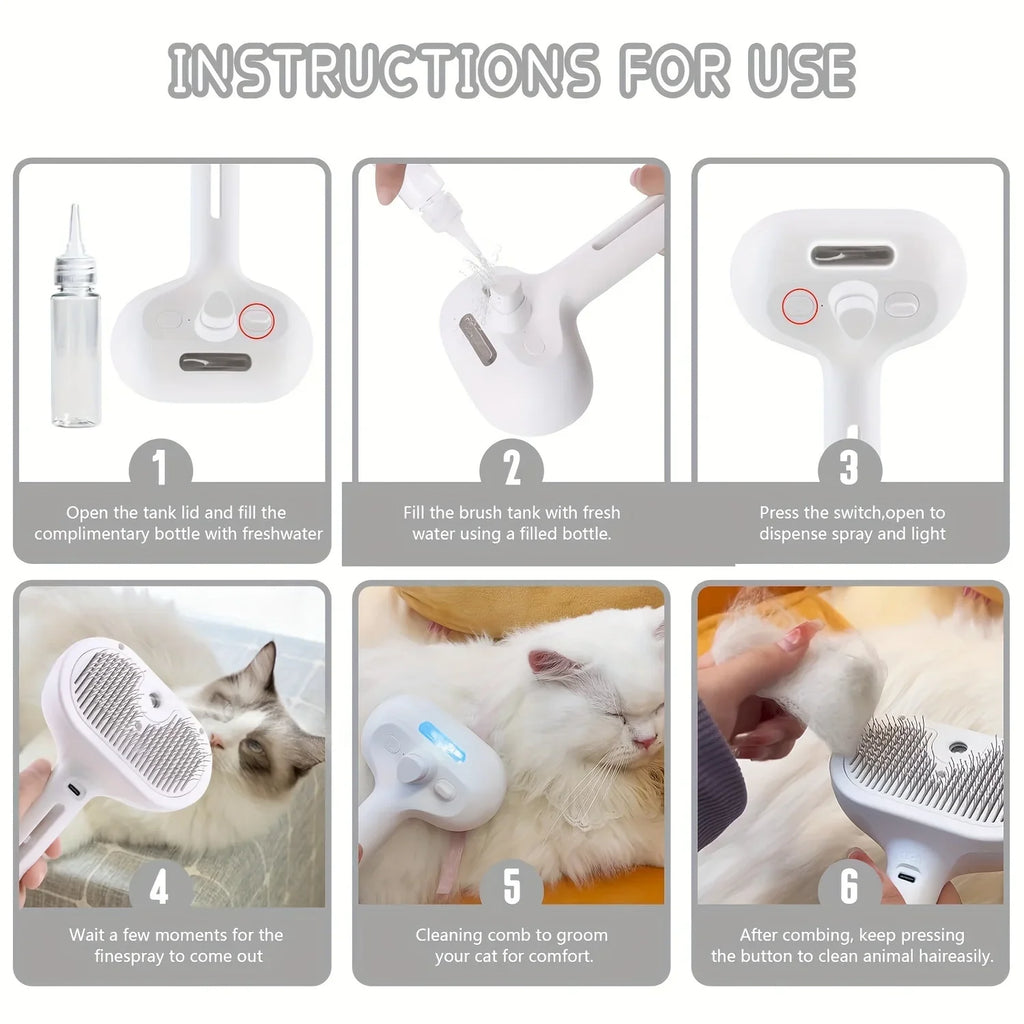 PAWCARE WORKS 3-in-1 Electric Pet Brush — Steam, Massage & Detangle All in One