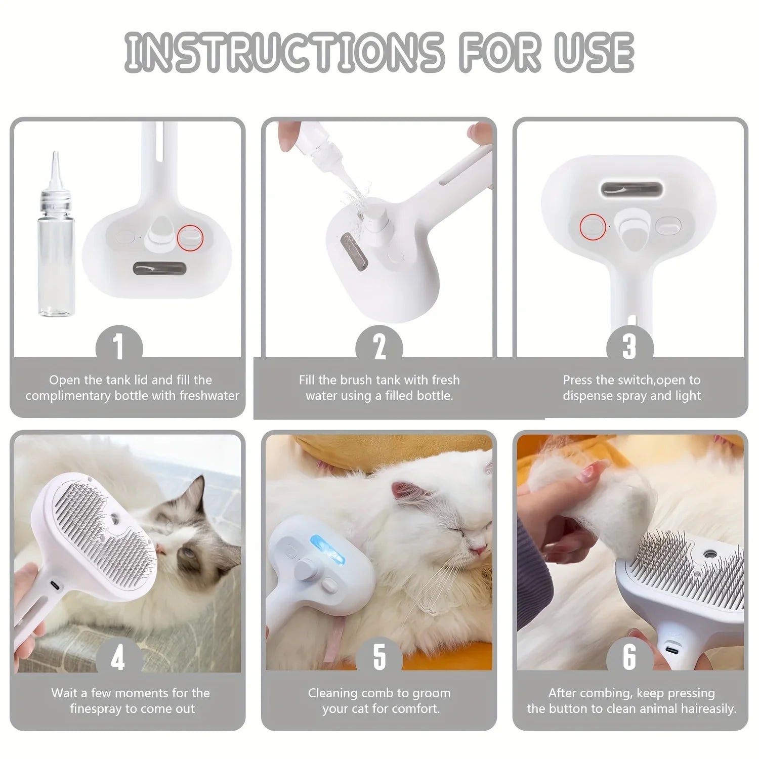 PAWCARE WORKS 3-in-1 Electric Pet Brush — Steam, Massage & Detangle All in One