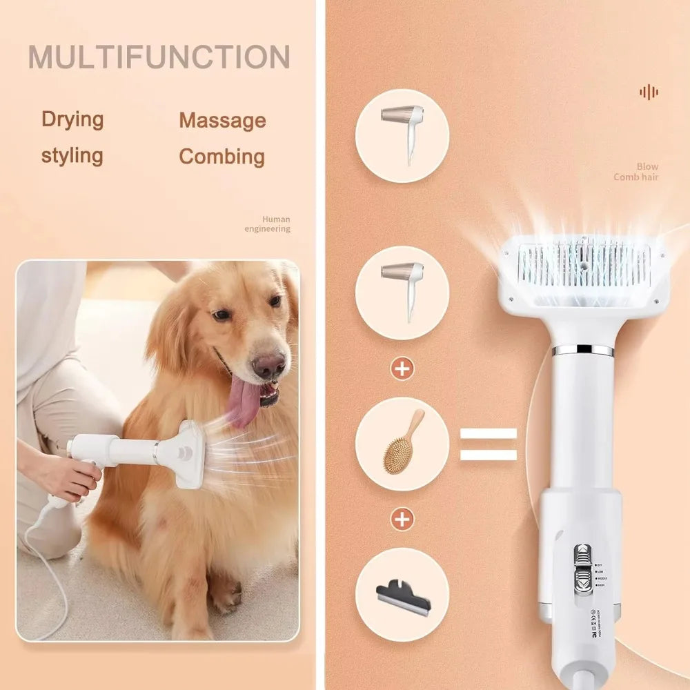 PAWCARE WORKS Pet Hair Dryer & Steam Brush — Salon-Soft Coats from the Comfort of Home
