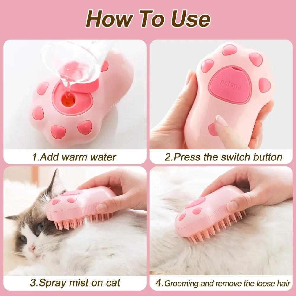 PAWCARE WORKS 3-in-1 Pet Steam Grooming Brush — Spa-Level Care for Your Furry Best Friend