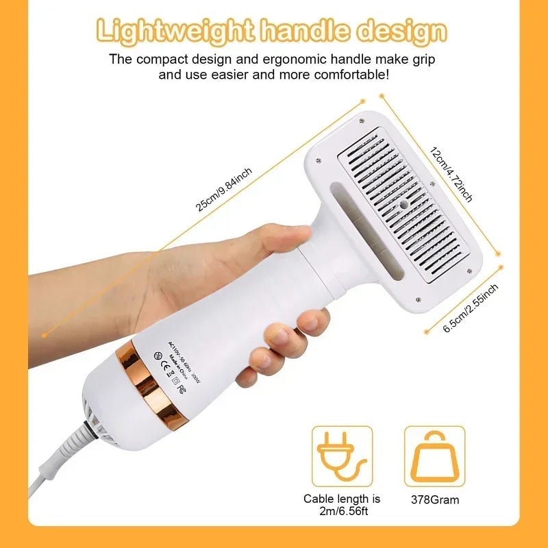 PAWCARE WORKS 2-in-1 Pet Hair Dryer & Comb — Whisper-Quiet Drying for Stress-Free Grooming