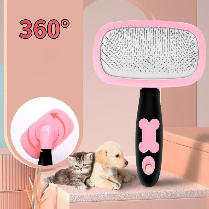 PAWCARE WORKS Self-Cleaning Cat & Dog Brush — Soft Bristles, Silky Coats, Zero Fuss
