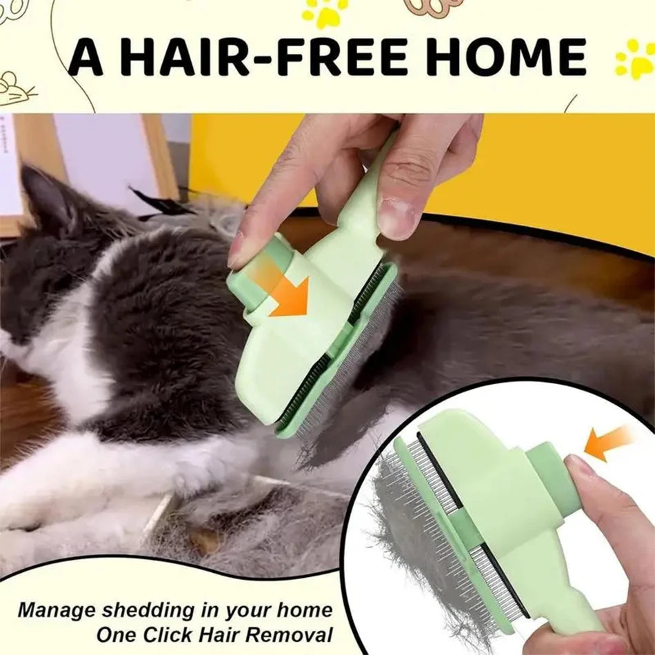 PAWCARE WORKS Pet Slicker Brush — Knot-Free Coats with One Satisfying Click