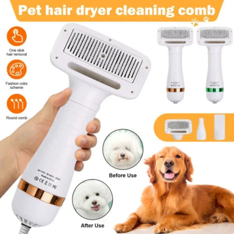 PAWCARE WORKS 2-in-1 Pet Hair Dryer & Comb — Whisper-Quiet Drying for Stress-Free Grooming