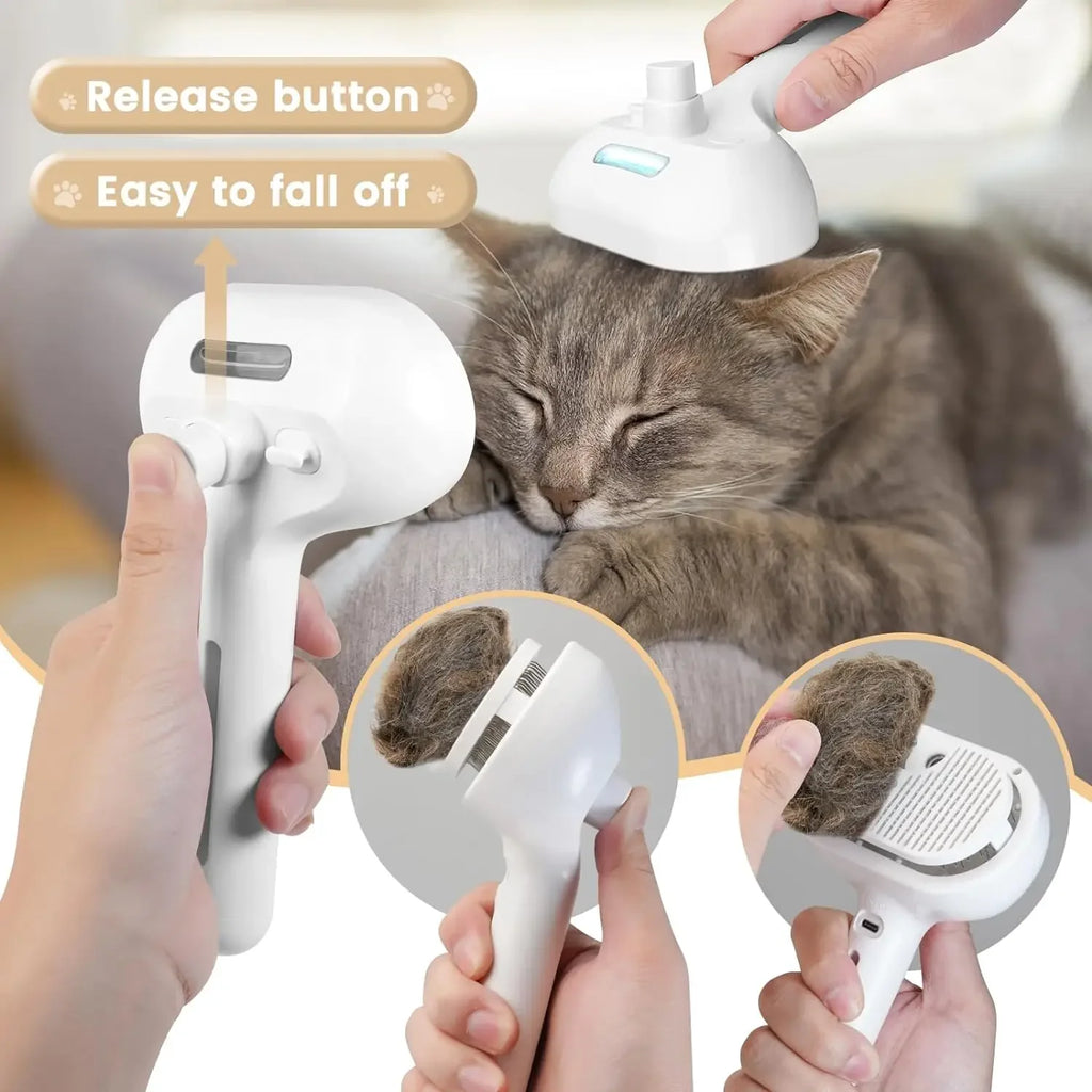 PAWCARE WORKS 3-in-1 Electric Pet Brush — Steam, Massage & Detangle All in One