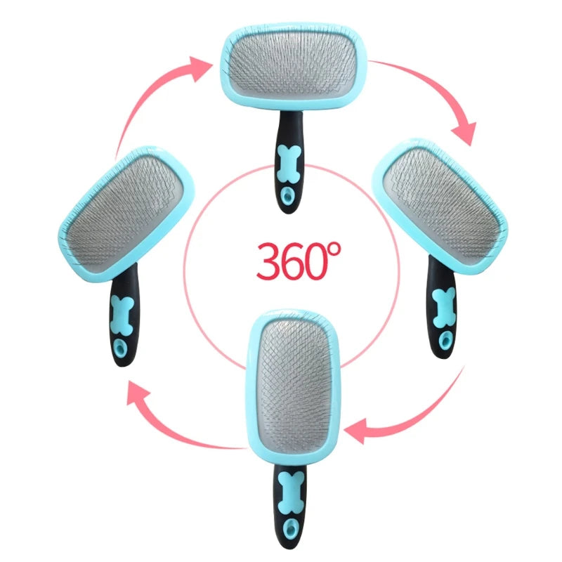 PAWCARE WORKS Self-Cleaning Cat & Dog Brush — Soft Bristles, Silky Coats, Zero Fuss