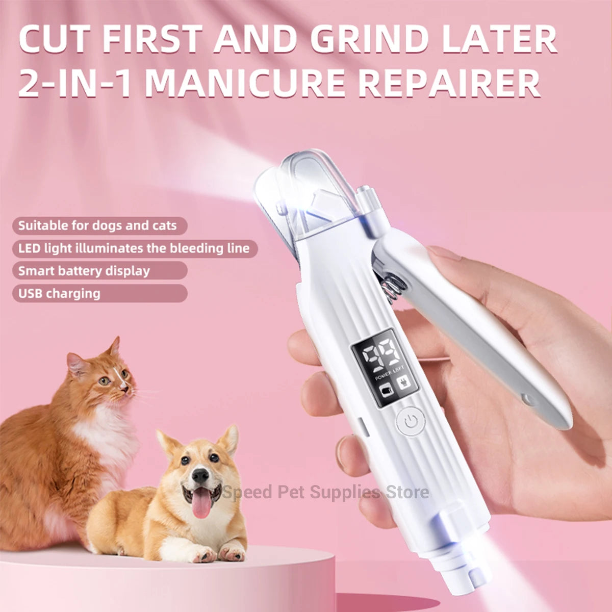 PAWCARE WORKS Electric Nail Trimmer & Grinder — Stress-Free Paws, Salon-Smooth Results
